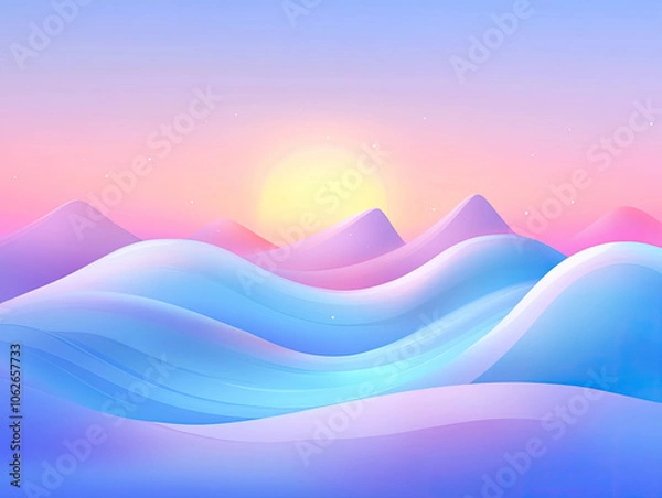 Fototapeta Colorful Dusk Landscape Another View with Gentle Waves Illuminated