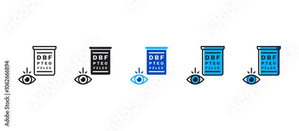 Fototapeta Snellen eye chart icon, representing vision tests and eye care. Perfect for optometry, ophthalmology, and medical use, with simple, clear design ideal for health and wellness content.