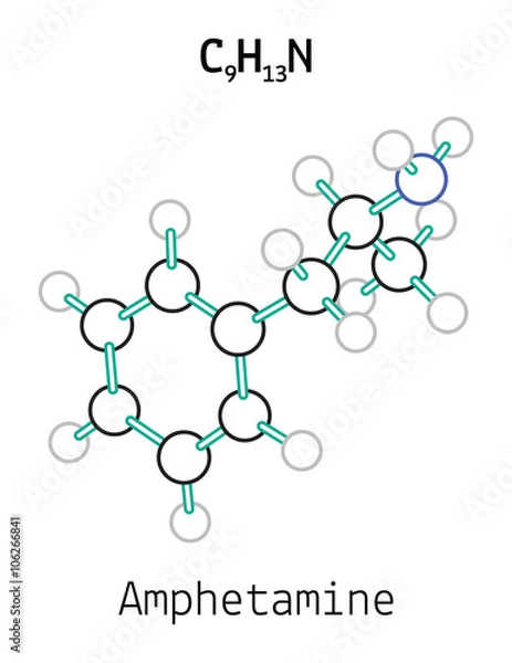 Obraz C9H13N amphetamine molecule