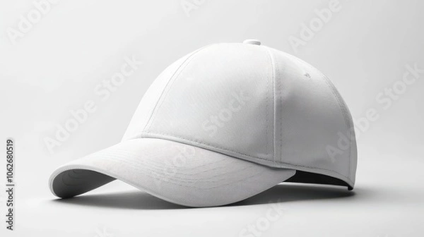 Fototapeta White baseball cap mockup isolated on plain white background for versatile design showcase