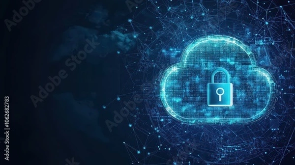 Fototapeta Cloud Server Protection. Cloud Server Security. Secure cloud storage represented by a digital lock.
