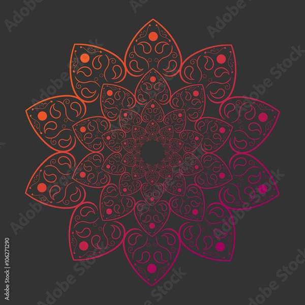 Obraz Mandala on gray background card template