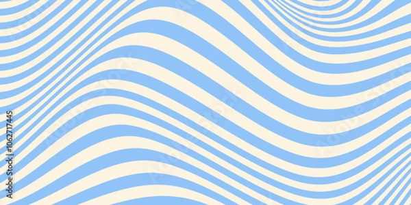 Obraz Abstract horizontal background with colorful waves. Trendy vector illustration in style retro 60s, 70s. Pastel colors