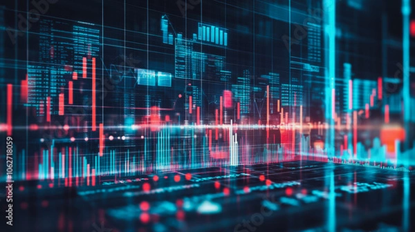 Fototapeta charts and graphs with statistics to innovation analyze business potential and forecast future development of companies growth.