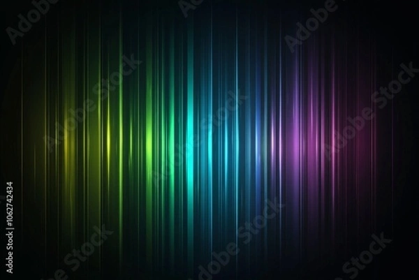 Obraz Abstract background with blue and green gradient lines, blurred light effect on a dark black background. Minimal design.