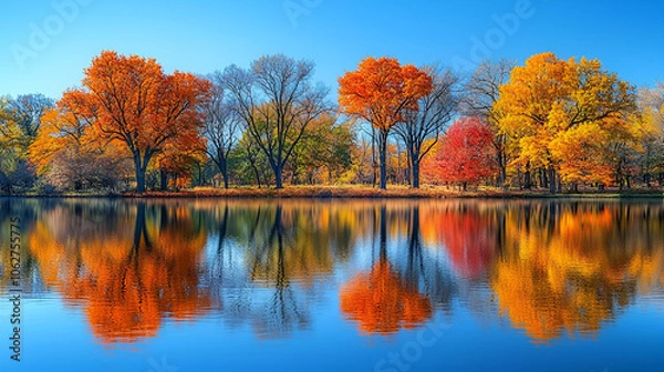 Obraz Autumn Reflections on a Tranquil Lake
