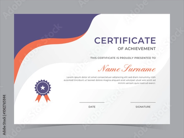 Fototapeta Modern Certificate Template Vector Design. Achivement certificate or diploma design
