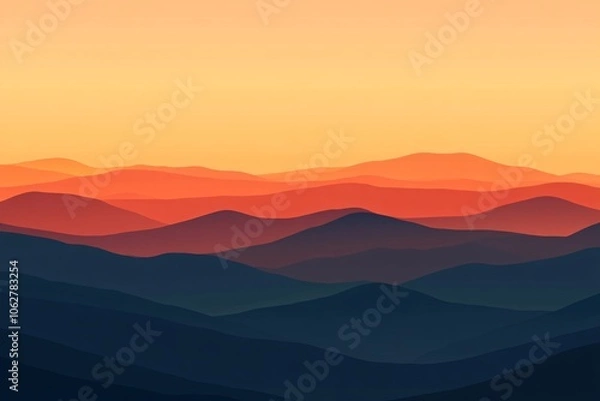 Fototapeta Layered Mountains at Sunset: A Breathtaking Panorama