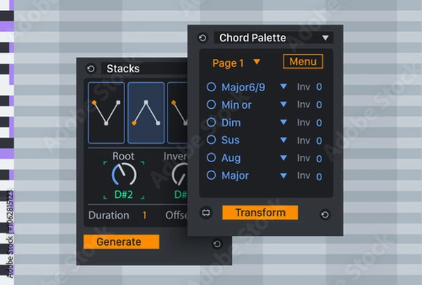Obraz Chord pallet transform and Stacks tool. Vector illustration