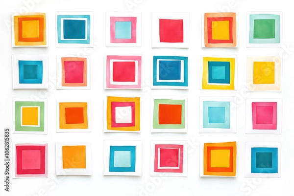 Fototapeta A series of colorful squares with a white background