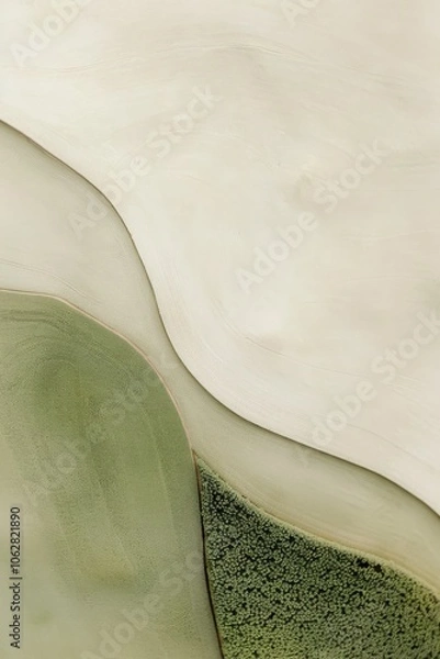 Obraz Earthy abstract composition with green and beige textured sections, resembling natural landscape patterns, concept of harmony and nature-inspired design
