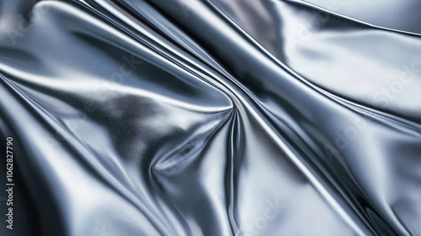 Fototapeta A shiny silver fabric with a pattern on it
