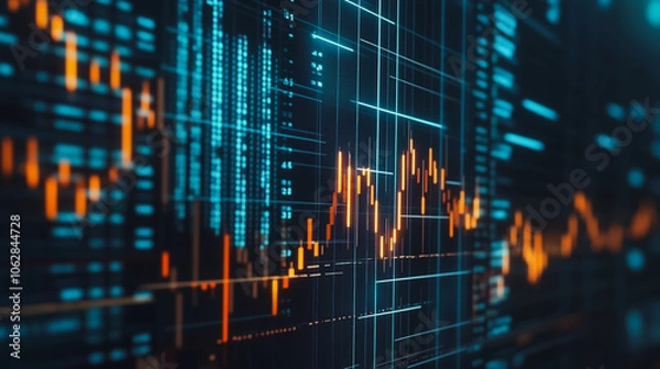 Fototapeta charts and graphs with statistics to innovation analyze business potential and forecast future development of companies growth.