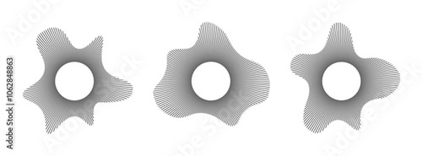 Fototapeta Black radial sound wave line pattern set