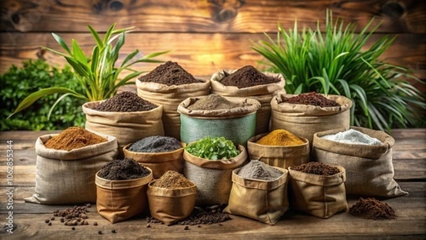 Fototapeta Architectural Photography of Diverse Soil Horizons in Bags, Showcasing Layers of Earth, Textures, and Colors, Perfect for Educational and Ecological Illustrations in Nature Studies