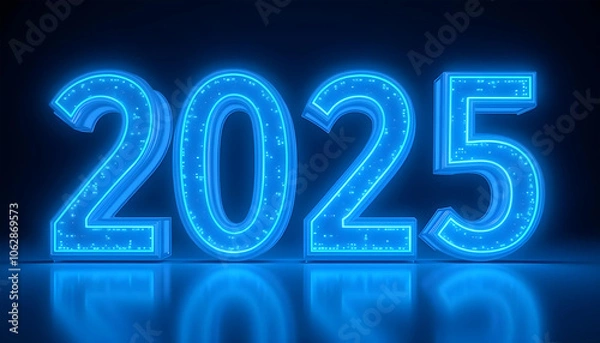 Fototapeta 2025 3d render text new year celebration
