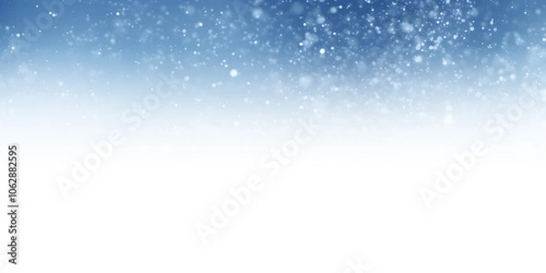 Obraz Abstract christmas background snow falling over blue, Gradient effect isolated on white and transparent background, png