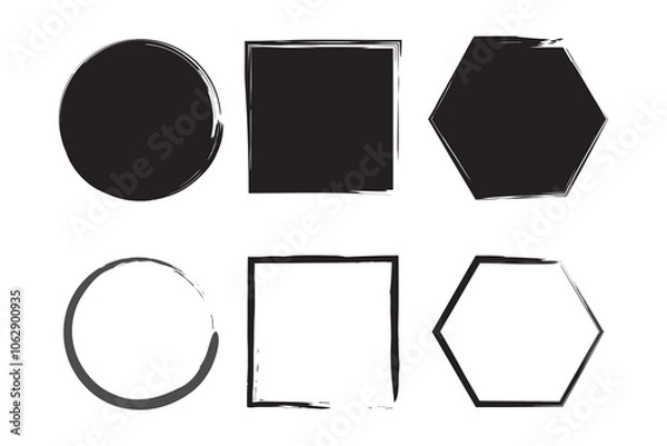 Obraz Set of grunge round frames. grunge round frames set. round paint stroke frames