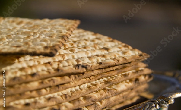Fototapeta Jewish matzoh - unleavened bread for Passover