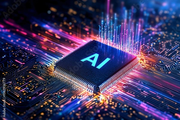 Obraz Interact with AI artificial intelligence virtual assistant chatbot in concept of AI artificial intelligence prompt engineering,AI deep learning to use generative AI for work support.
