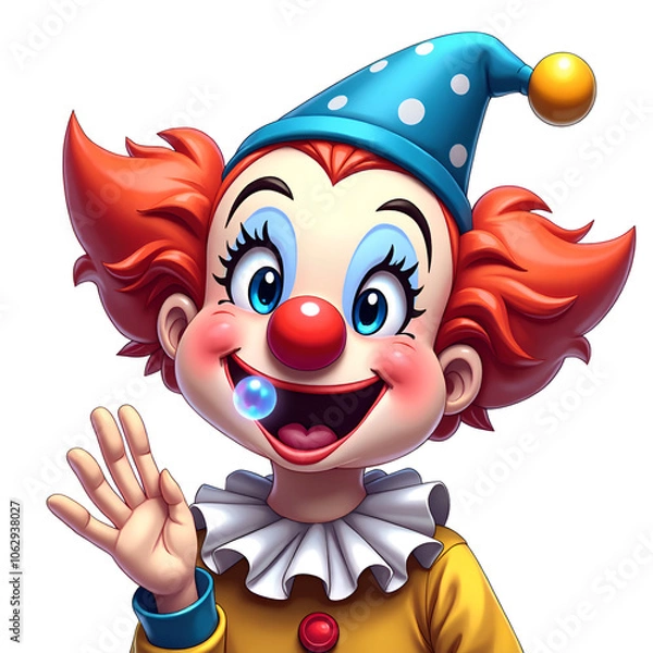 Fototapeta Discover the whimsical charm of a cheerful clown spreading joy and laughter, digital art of character design concept.
