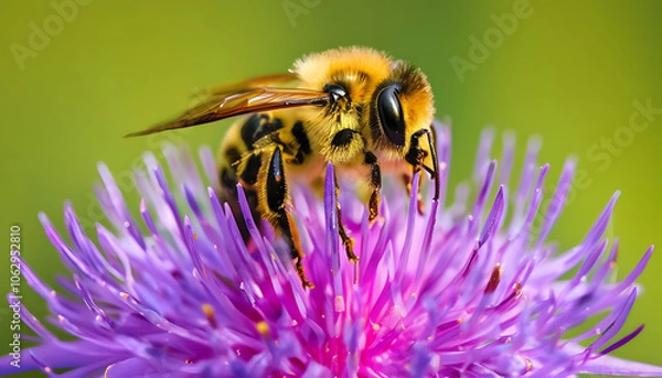 Fototapeta bee on a flower, generative ai	