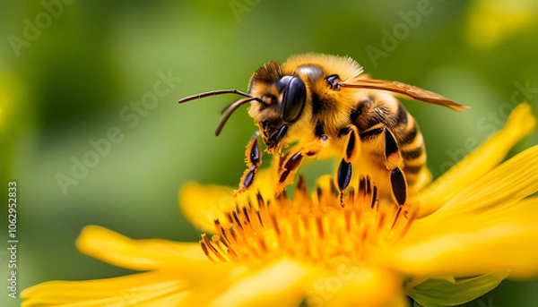 Fototapeta bee on flower, generative ai	