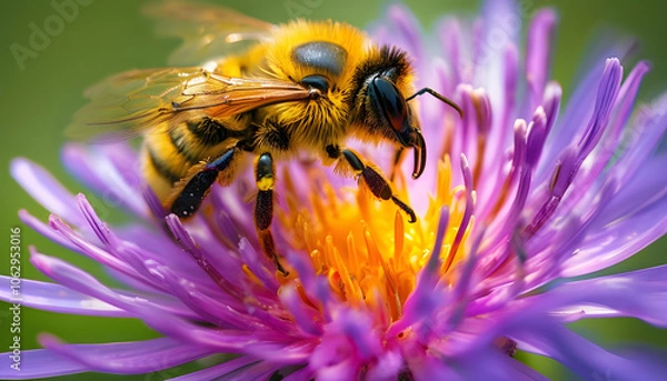 Obraz bee on a flower, generative ai	