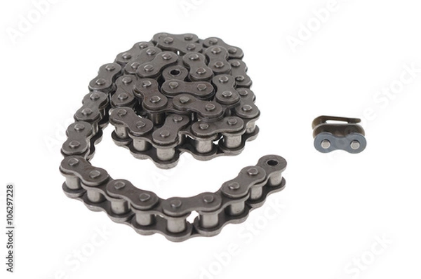 Fototapeta bicycle chain isolated on white