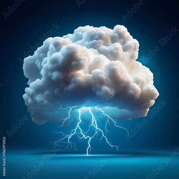 Fototapeta Storm cloud generates powerful lightning
