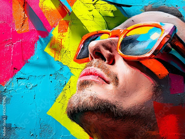 Fototapeta Colorful portrait captures vibrant artistic expression