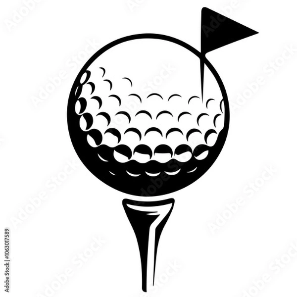 Fototapeta A black-and-white minimalist golf logo, featuring an abstract outline of a golf ball on a tee