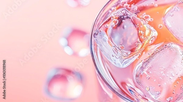 Fototapeta Refreshing Sports Drink with Ice Cubes