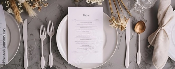 Fototapeta Elegant Table Setting in Monochrome
