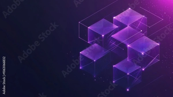 Obraz Digital representation of blockchain cubes in a network