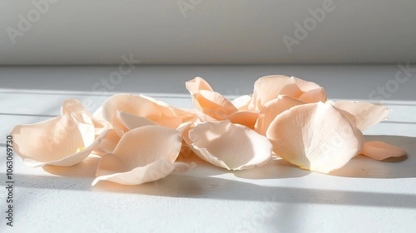 Fototapeta Layered rose petals, dramatic shadows, high contrast