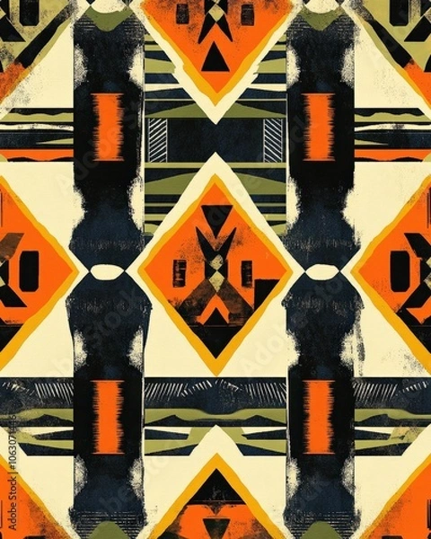Fototapeta A rustic seamless pattern featuring textures inspired by upcycled materials like burlap sacks and woven textiles, creating an earthy