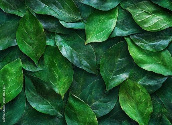 Fototapeta Lush green leaves arranged in a beautiful pattern.