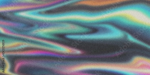 Obraz  Hollographic griny abstract background. Banner with noise texture