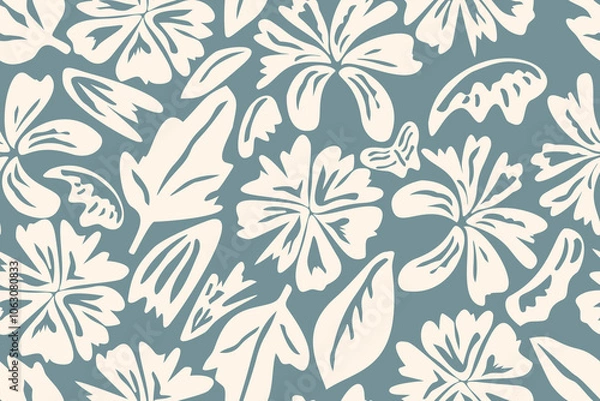 Fototapeta Flower seamless pattern design with beautiful flower and leaves. Flower art. floral and leaf pattern design for fabric, cotton, wallpaper, satin, gift wrap, carpet, background.