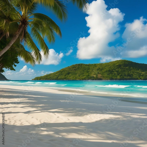 Fototapeta Beach and sunset Generative AI
