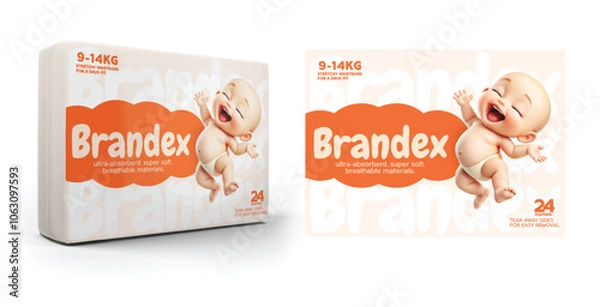Fototapeta Baby Diapers packaging design - eps 