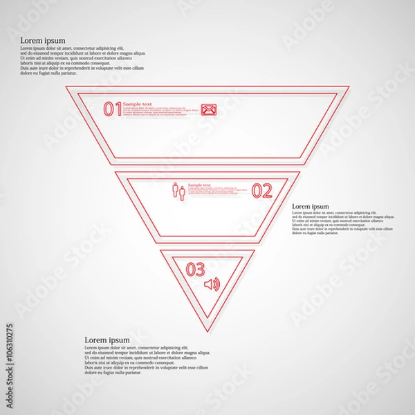 Fototapeta Triangle shape infographic template consists of three parts from outlines