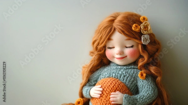 Obraz お腹に手を当て産まれて来る子供を感じる母