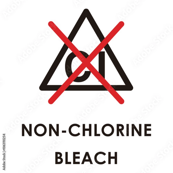 Fototapeta Non-Chlorine Bleach Symbol - Gentle Bleaching Care Label Icon
