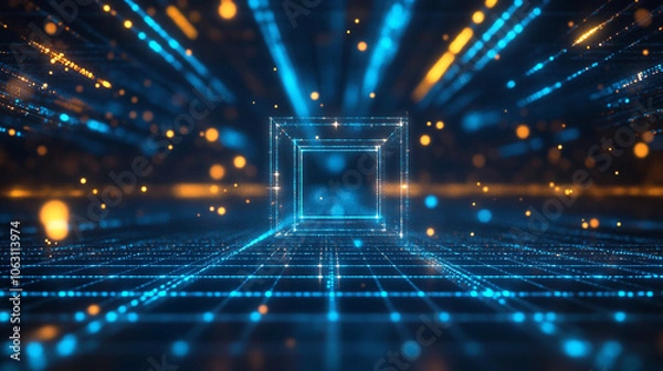 Obraz technology background. graphic abstract design. For creative banner, poster, template website, book, Blue technology background and abstract digital tech circle.copy space.