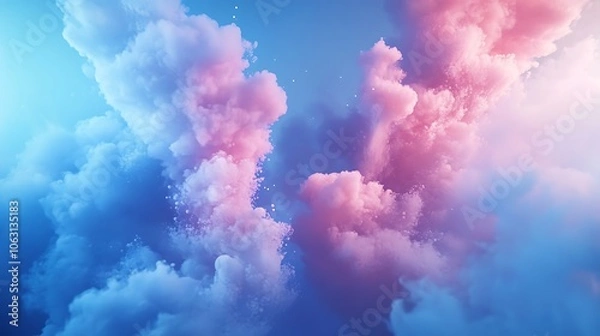 Fototapeta Colorful smoke cloud isolated on a white background