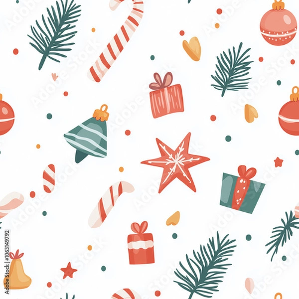Fototapeta Seamless pattern with Christmas gifts