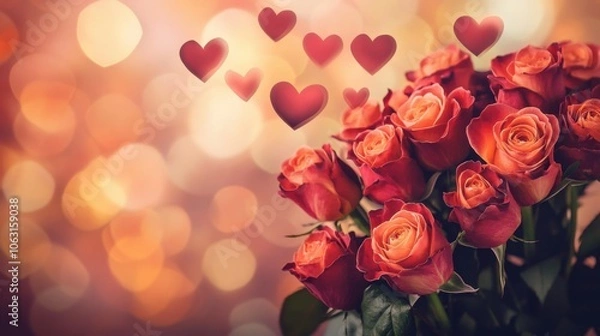 Obraz A romantic background featuring a vibrant bouquet