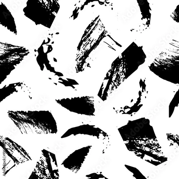 Fototapeta Vector seamless pattern. Abstract background with brush strokes. Monochrome hand drawn texture. Modern graphic design.